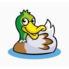 鸭子卡通戏水绿头