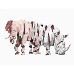 大象和犀牛创意插画设计
