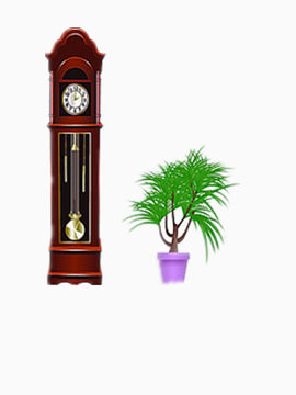 钟表和植物矢量图