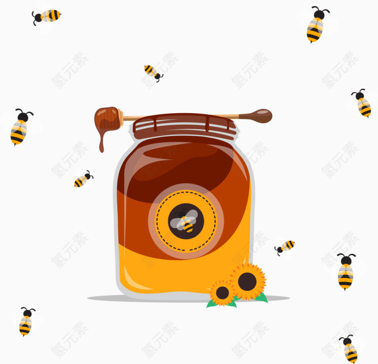 矢量蜂蜜和蜜蜂