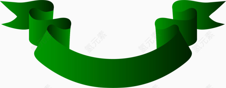 矢量手绘绿色丝带
