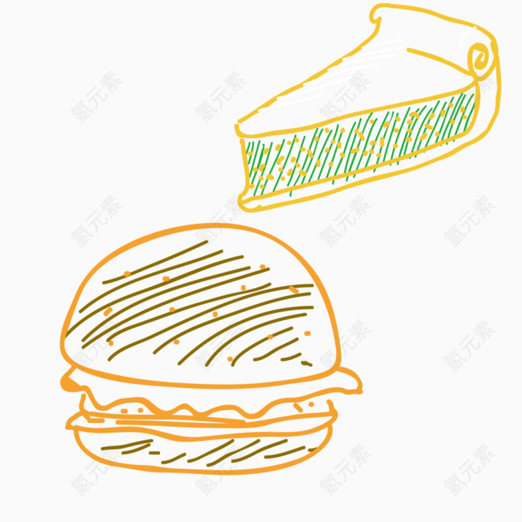 素描汉堡三明治