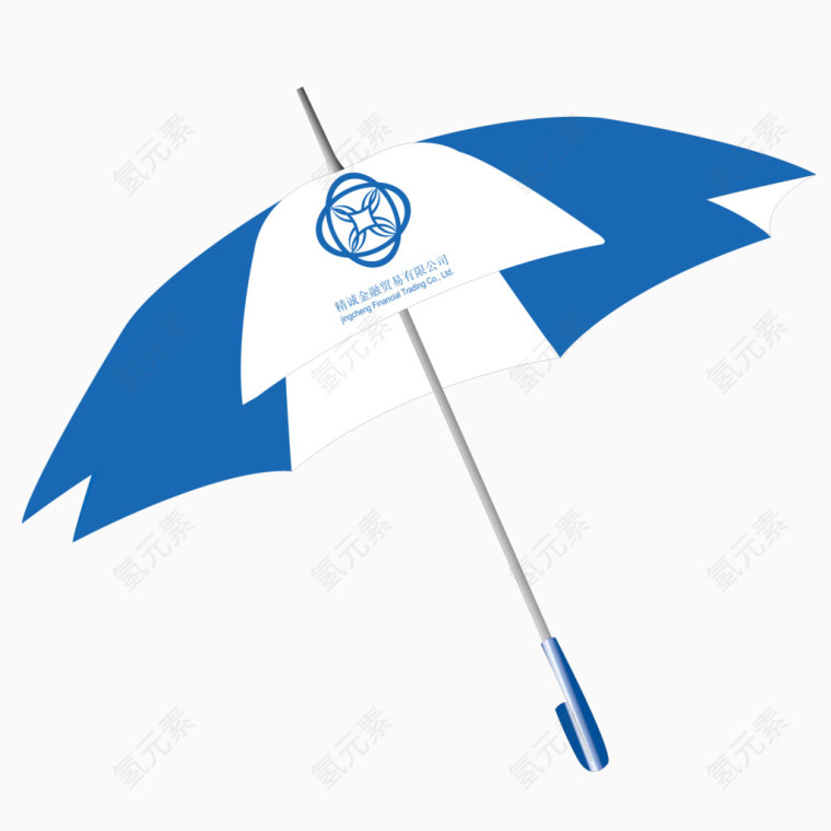 矢量蓝白质感商务雨伞