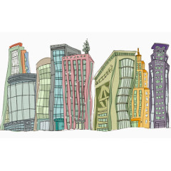手绘城市建筑