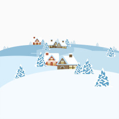 房屋村庄冬天矢量雪域素材