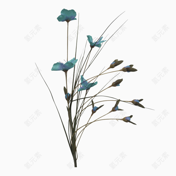 蓝色花朵简约装饰图案
