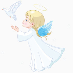 卡通白鸽与带光环的白衣天使