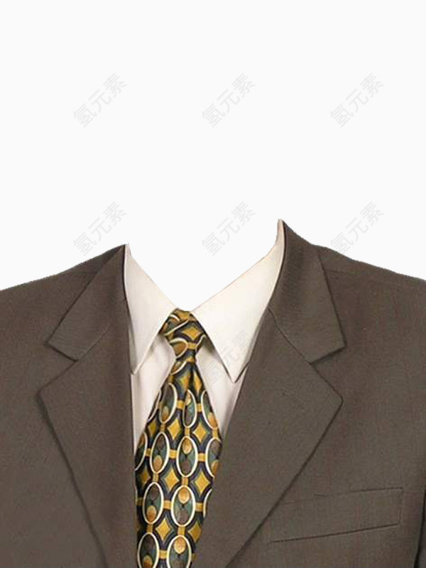黄色领带棕色西装工作照模板