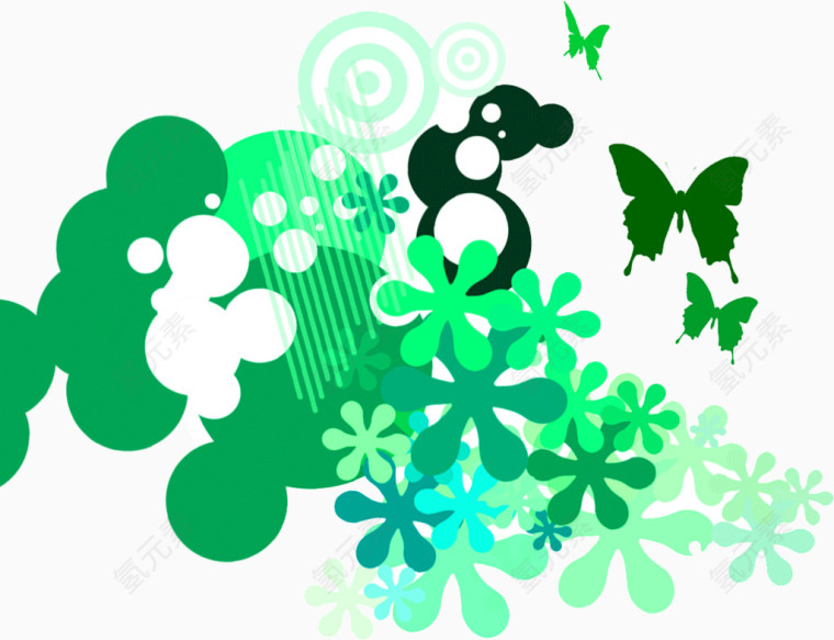 缤纷绿色花朵圆点装饰画