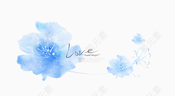 爱和蓝色花朵清新素材
