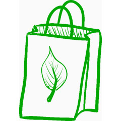 绿色手绘线条购物袋