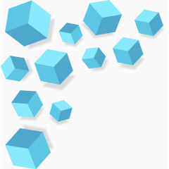 蓝色几何立方体