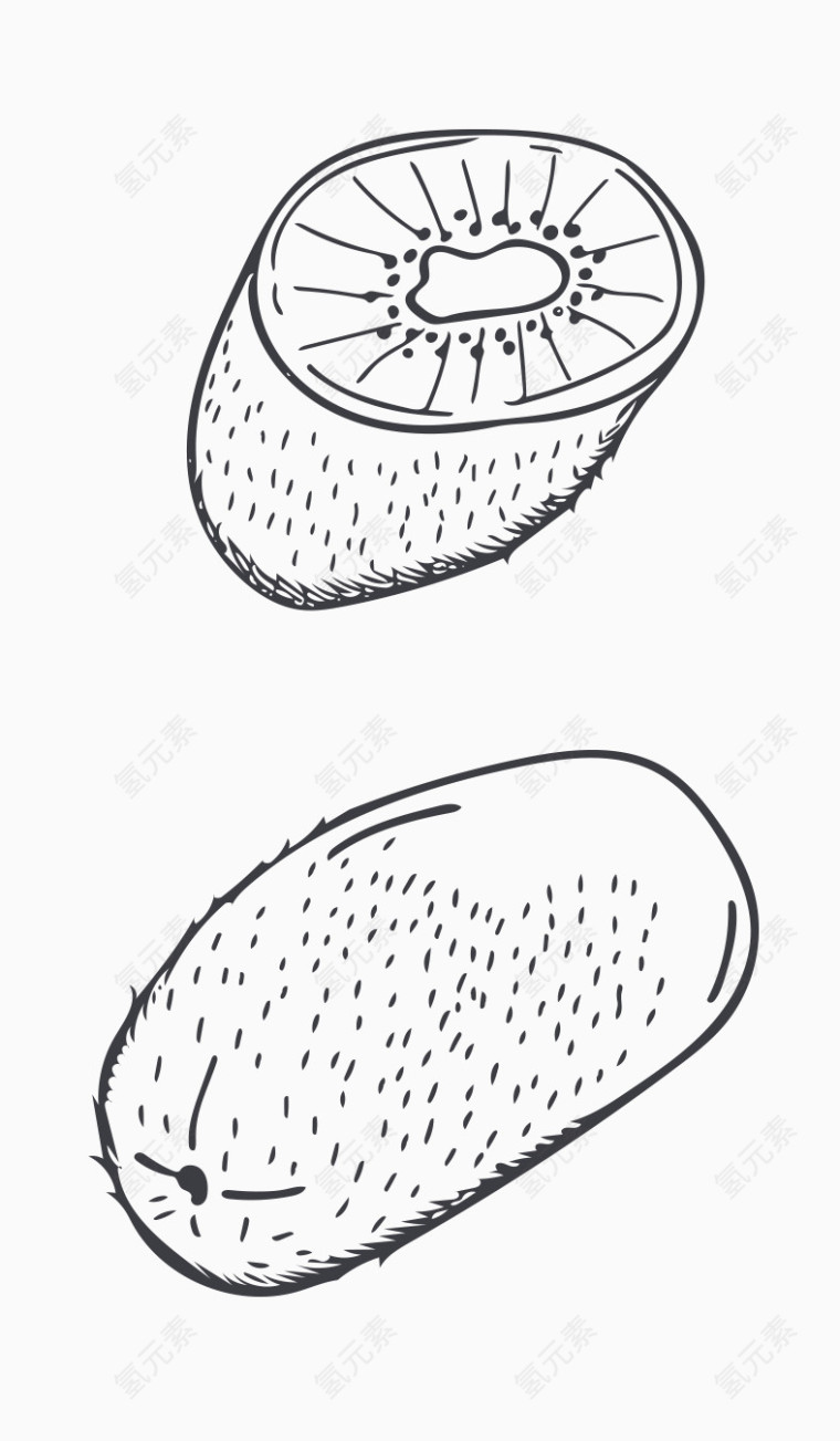 卡通手绘猕猴桃水果