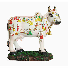彩绘陶瓷牛像装饰