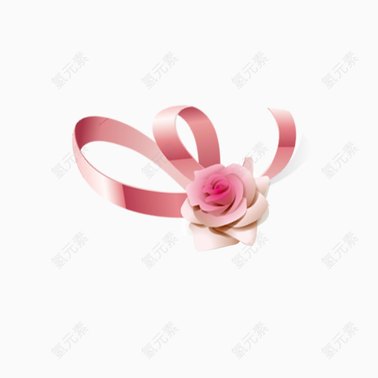 粉色丝带玫瑰花