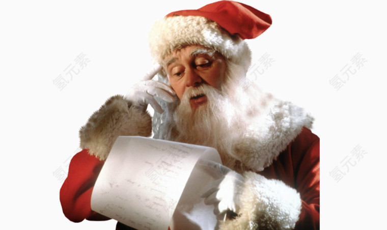 圣诞老人看礼品礼物单矢量图