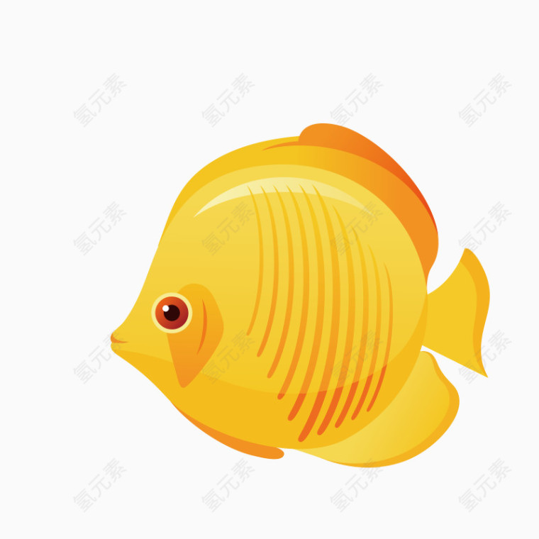 黄色海洋生物大鱼矢量素材