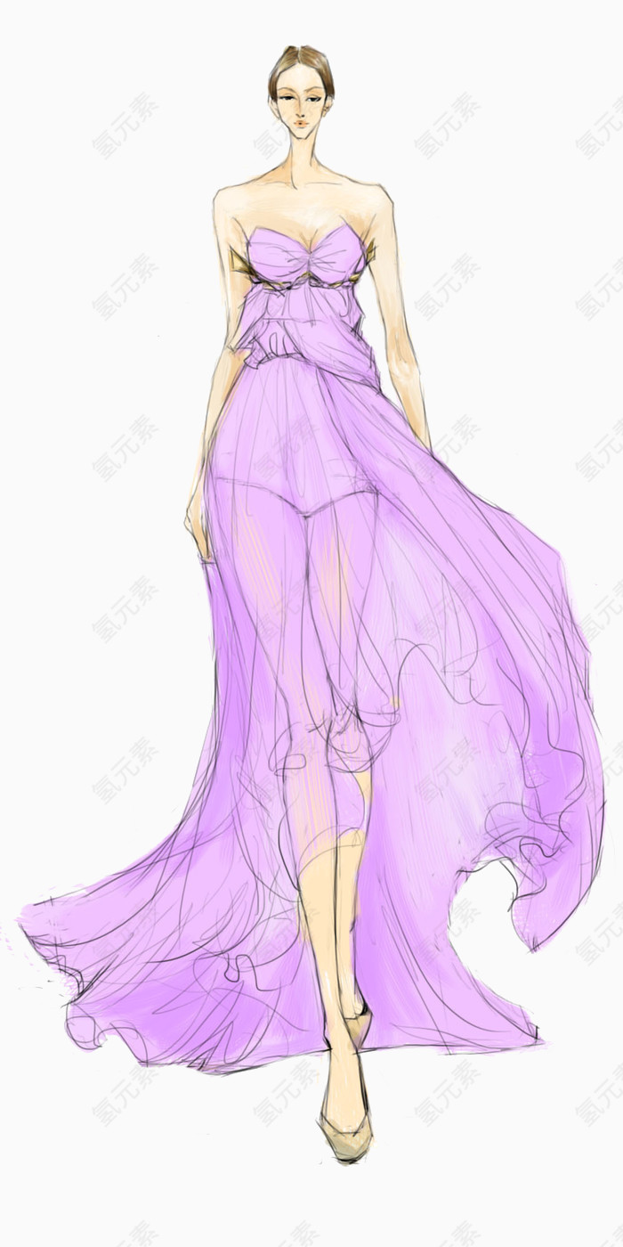 高端女式晚礼服插画