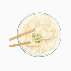 茴香饺子手绘画素材图片