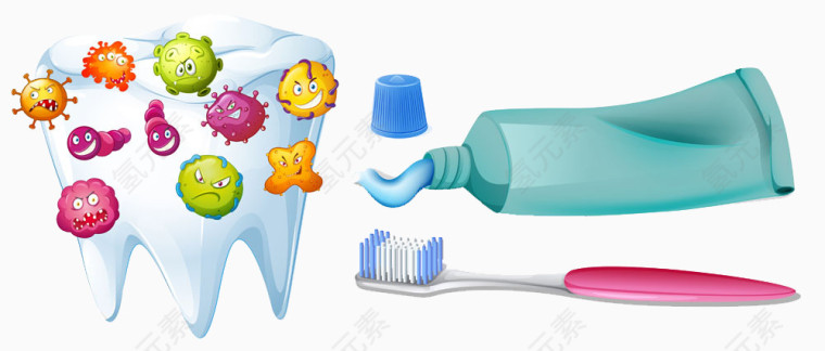 牙刷牙膏牙齿和蛀虫