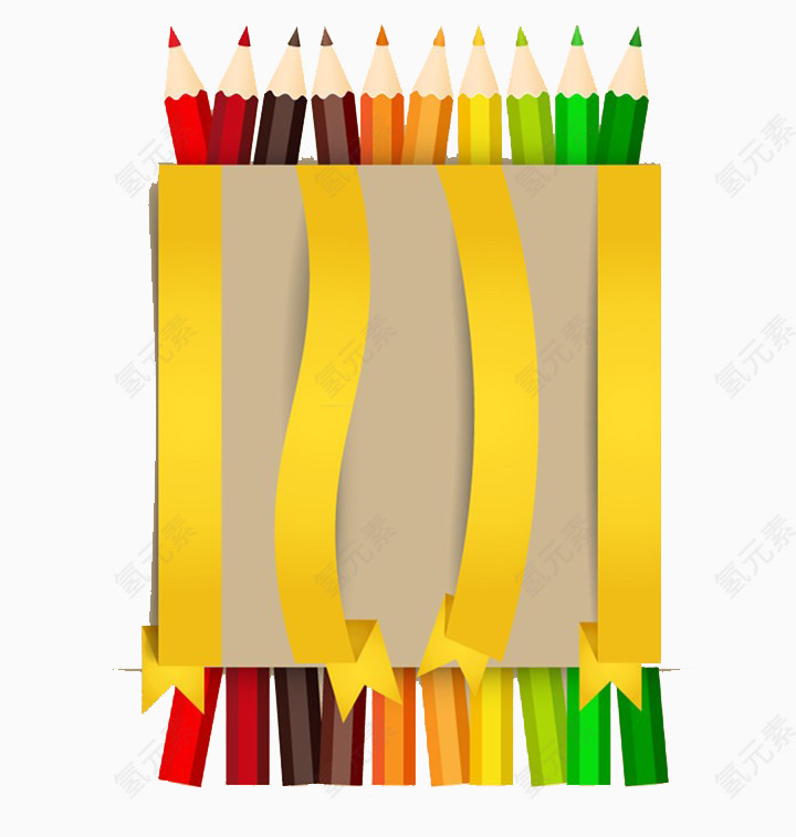 彩色铅笔和纸质丝带