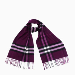 紫色格子保暖围巾