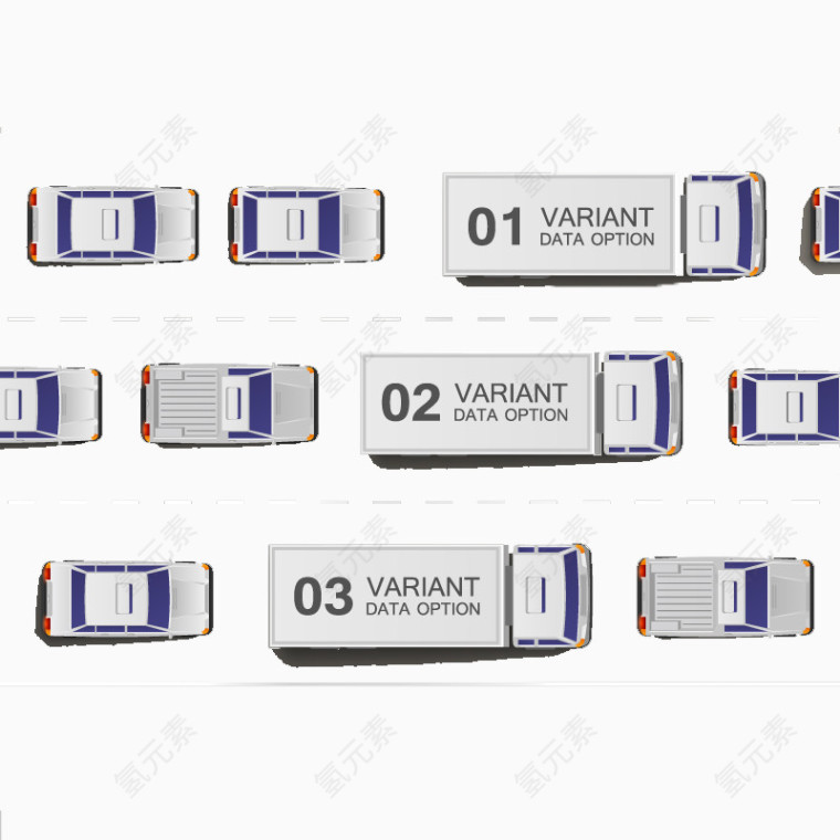 卡通货车商务信息图矢量素材