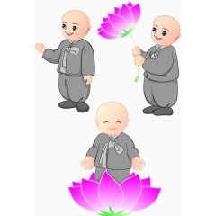 三个小和尚拿花