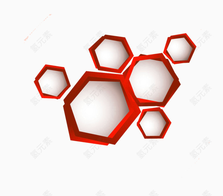 红框白底蜂窝状背景素材图