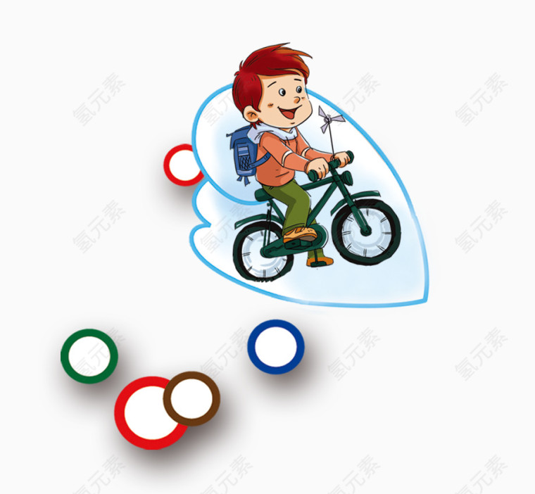 小男孩骑单车