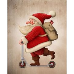 骑着滑板的圣诞老人