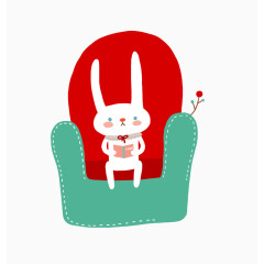 卡通手绘坐在椅子上的兔子