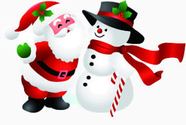 圣诞老人雪人拥抱欢乐图案