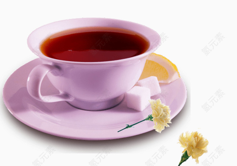 紫色带把手的瓷茶杯