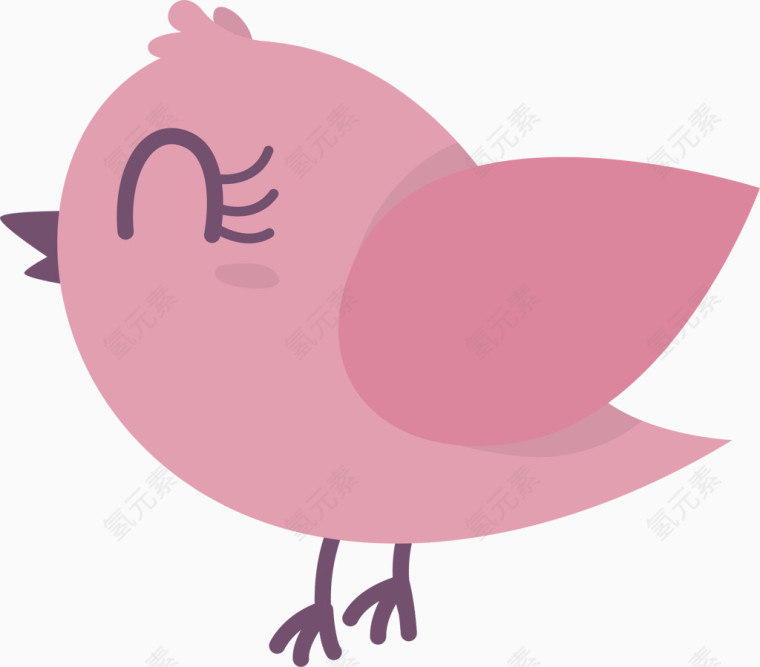 粉色可爱小鸟矢量