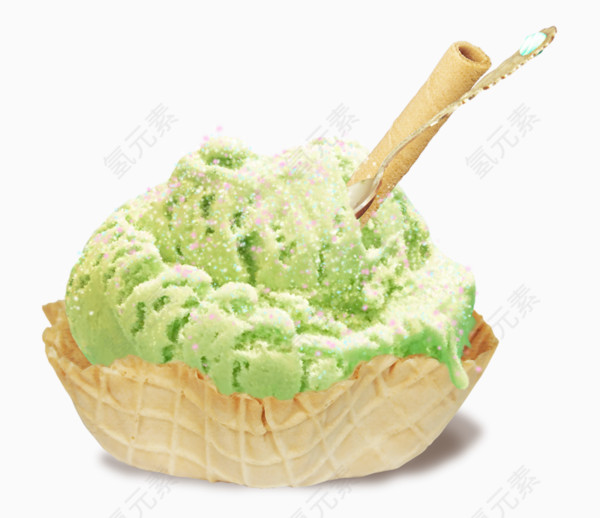 绿色雪球冰激凌甜点