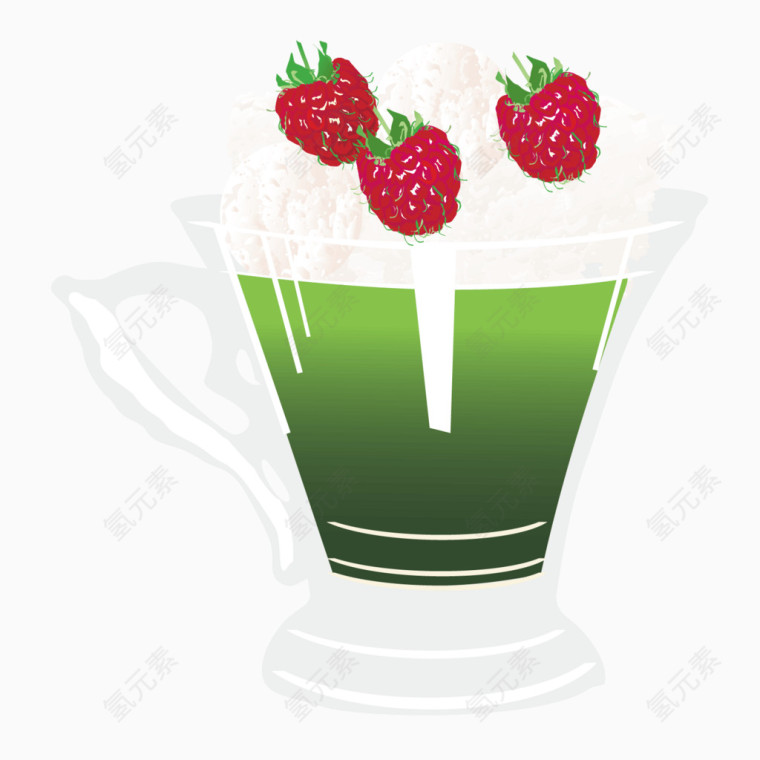矢量玻璃杯果汁草莓饮料