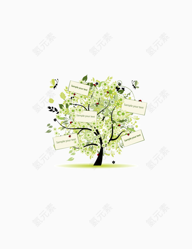 小清新绿色树装饰图