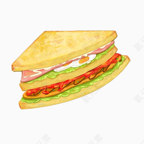 三明治手绘画素材图片
