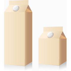 矢量拟真盒子不同规格果汁盒子米色