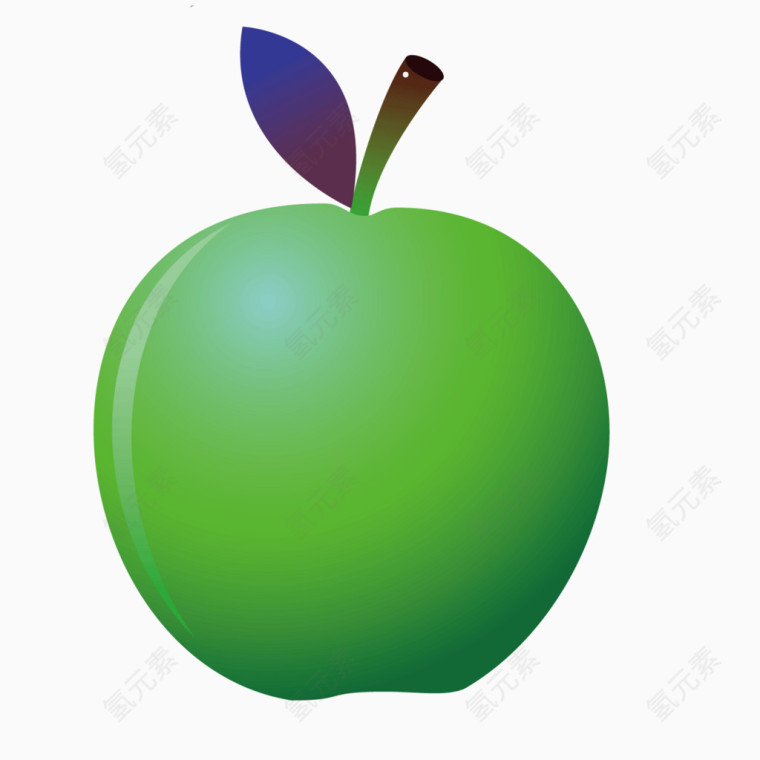 矢量卡通绿色苹果