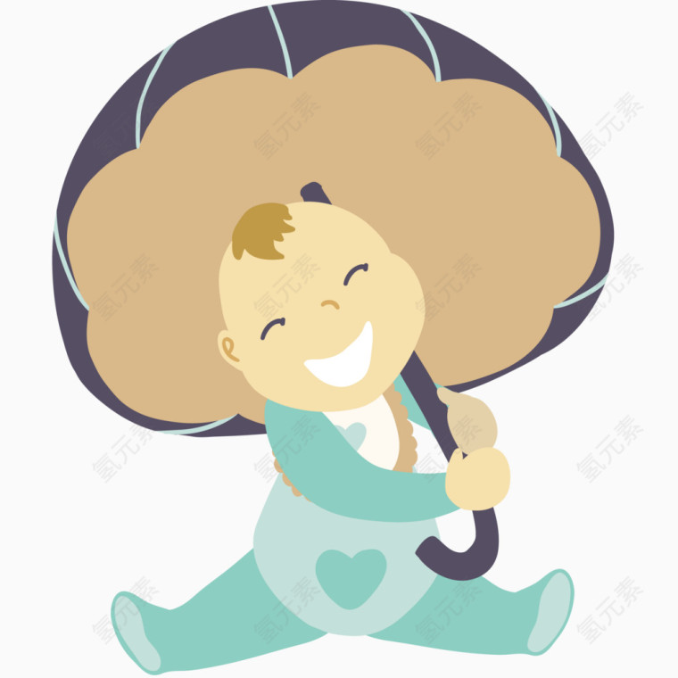 可爱的婴儿撑伞