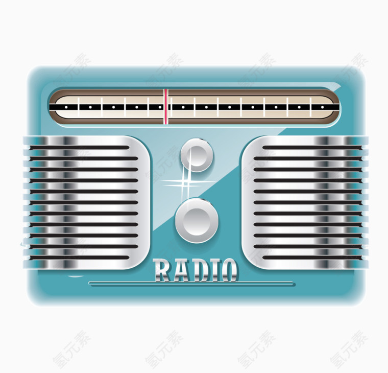 天蓝色老式收音机