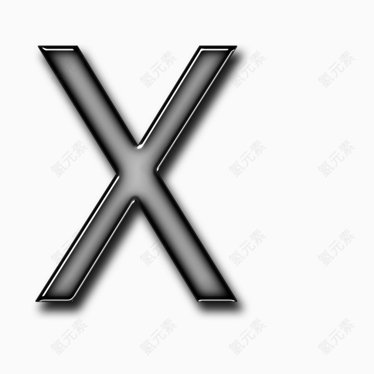 黑色质感立体字母X
