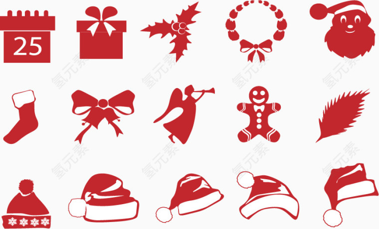圣诞节圣诞帽装饰标志
