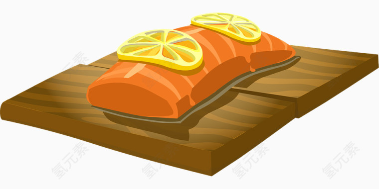 三文鱼柠檬木板
