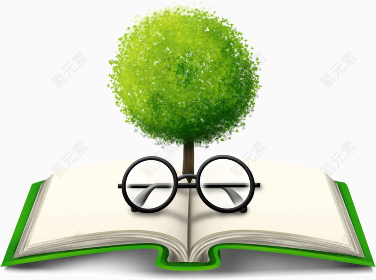 创意书本上的绿树