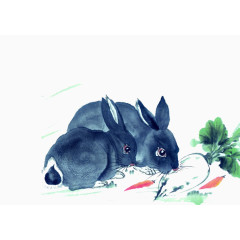 水墨画兔子
