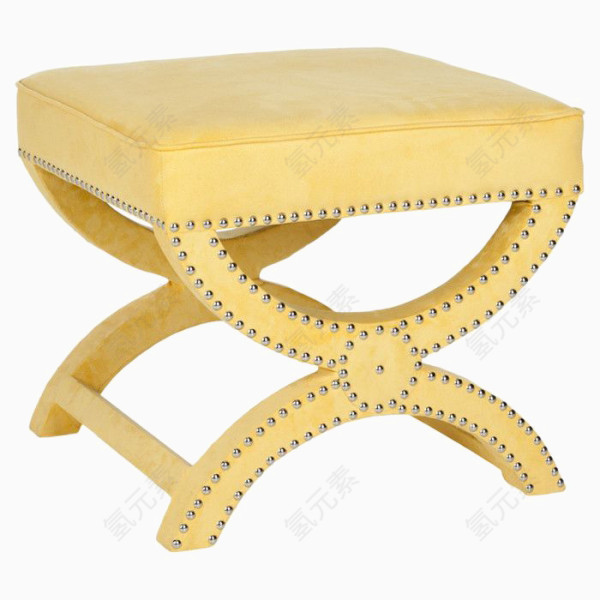 黄色皮革装饰方形软包椅