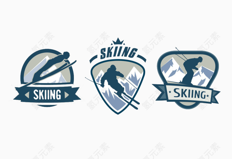 三种滑雪标志免抠素材